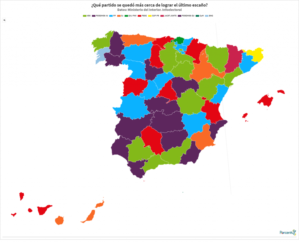 Mapa con el último escaño en juego