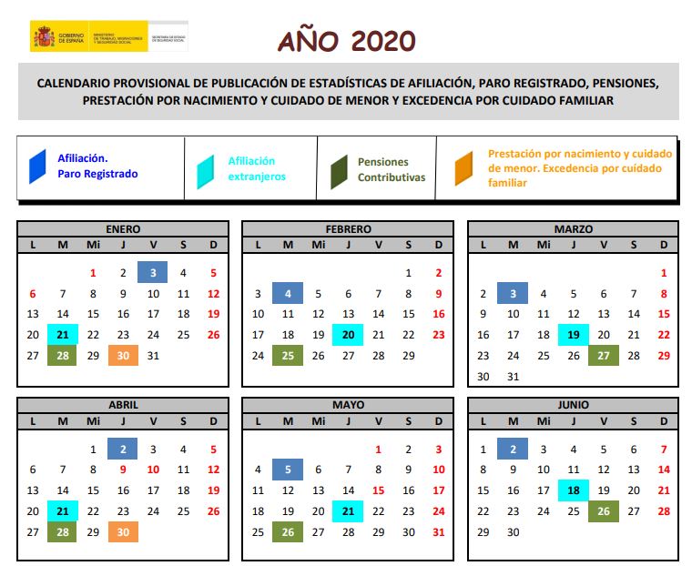 Calendario Ministerio de Trabajo