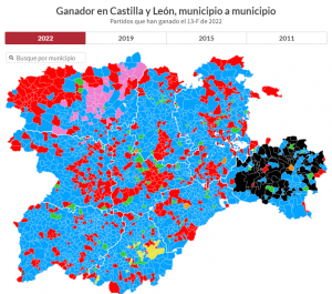 Ganadores en Castilla y León por municipios. Elecciones 2022